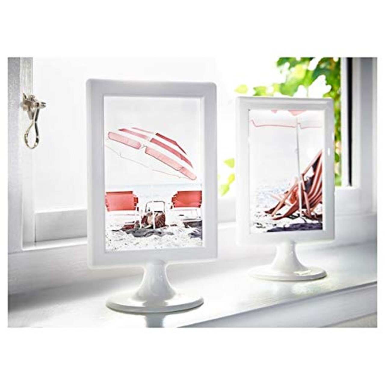 QQOUTLET Standing Frame Color Photo Frames 4 X 6 Each Frame Holds 2 Pictures Wedding, School, Party Table Number (White)